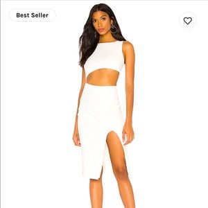 Super down midi waist cutout white dress